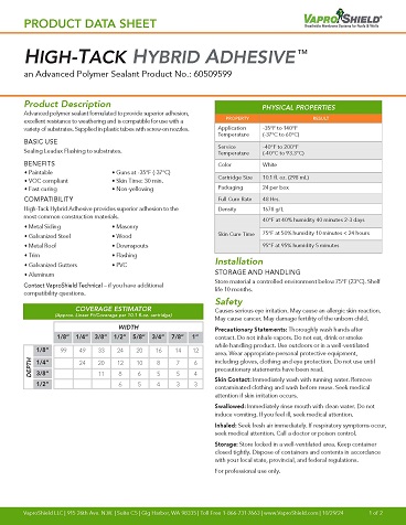 High-Tack Hybrid Adhesive Data Sheet (PDF)