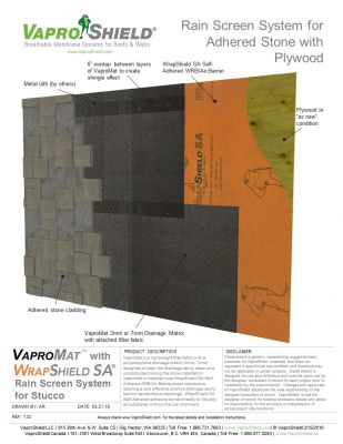 Rain Screen System for Adhered Stone and Plywood with VaproMat