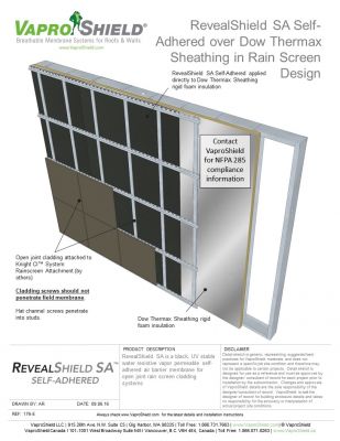RevealShield SA over Dow Themax Sheathing in Rain Screen Design Without Gypsum Sheathing