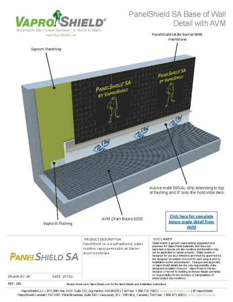 PanelShield SA Base of Wall Detail with AVM Option 1