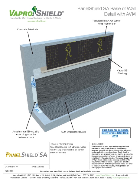 PanelShield SA Base of Wall Detail with AVM Option 2