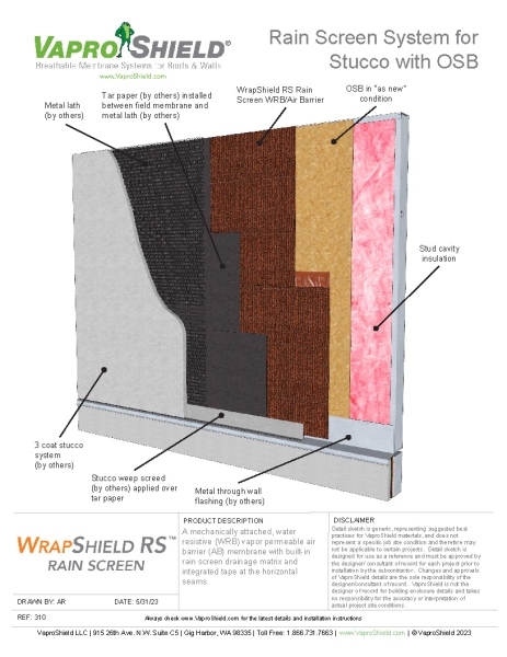 Stucco Assembly with WrapShield RS and Blended Insulation