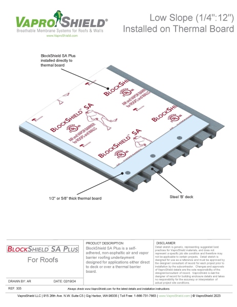 BlockShield SA Plus Low Slope Installed on Thermal Board