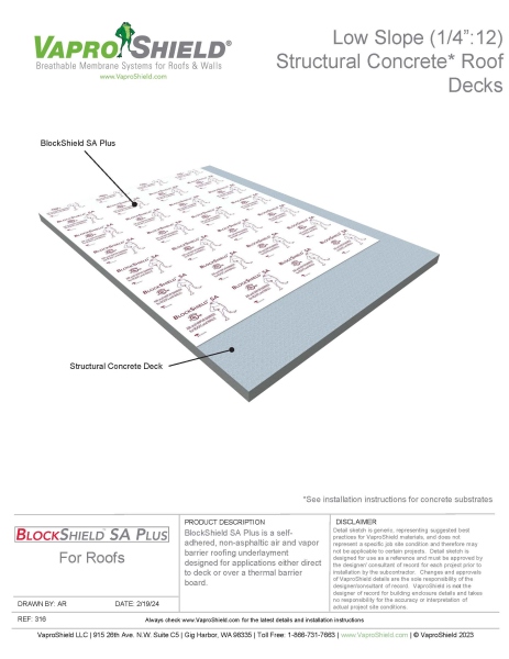 BlockShield SA Plus Low Slope Structural Concrete Roof Decks