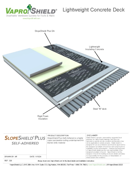 Lightweight Concrete Deck with SlopeShield Plus