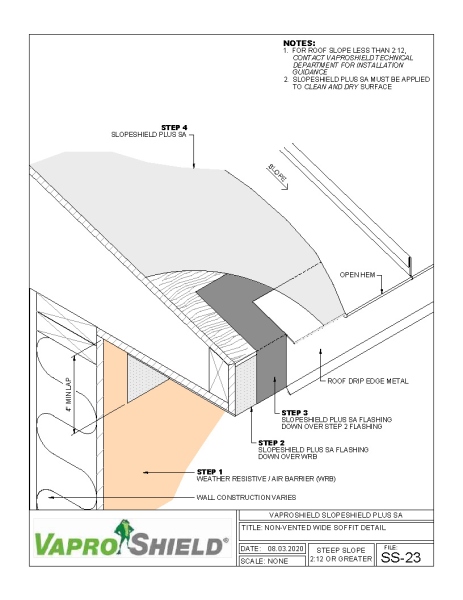 Steep Slope Non-Vented Wide Soffit Detail
