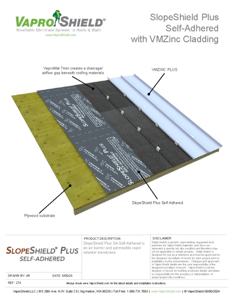 SlopeShield Plus VaproMat Metal Roof VMZINC
