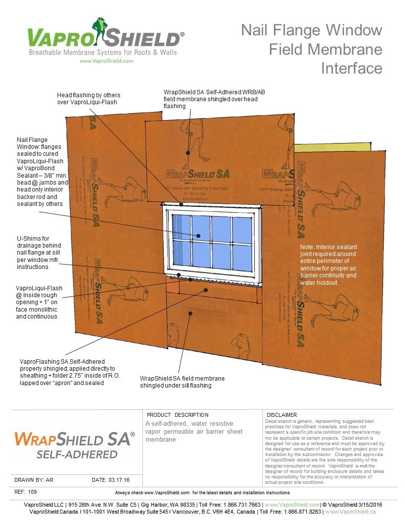 Nail Flange Window Field Membrane Interface with WrapShield SA