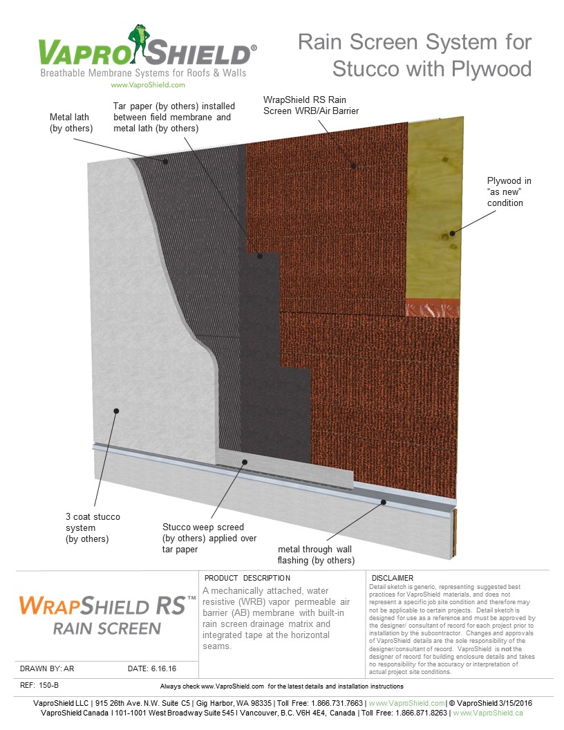 Rain Screen System for Stucco and Plywood with WrapShield RS